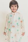 Mr Brat_Yellow Muslin Printed Kurta And Pant Set _Online_at_Aza_Fashions