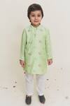 Buy_MR Brat_Green Cotton, Silk Organza Embroidery Kurta Set _at_Aza_Fashions