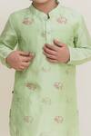 MR Brat_Green Cotton, Silk Organza Embroidery Kurta Set _Online_at_Aza_Fashions