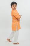 Mr Brat_Orange Embroidered Kurta And Pant Set For Boys_Online_at_Aza_Fashions