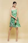 Buy_Saaksha & Kinni_Green Floral Print Flared Dress _Online_at_Aza_Fashions