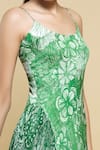 Saaksha & Kinni_Green Floral Print Flared Dress _at_Aza_Fashions