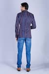 Shop_Sarab Khanijou_Blue Suiting Striped Blazer _at_Aza_Fashions