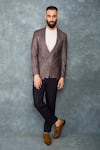 Sarab Khanijou_Grey Suiting Checkered Blazer _Online_at_Aza_Fashions