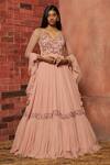 Shloka Khialani_Pink Crepe Embellished Anarkali With Dupatta  _Online_at_Aza_Fashions