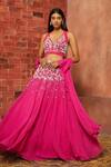 Buy_Shloka Khialani_Pink Net, Georgette Embellished Lehenga Set _at_Aza_Fashions