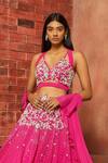 Shloka Khialani_Pink Net, Georgette Embellished Lehenga Set _Online_at_Aza_Fashions