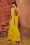 Shop_Shloka Khialani_Yellow Georgette Embellished Pre-draped Saree  _at_Aza_Fashions