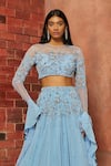 Shloka Khialani_Blue Georgette Embellished Lehenga Set_Online_at_Aza_Fashions