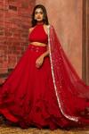 Buy_Shloka Khialani_Red Georgette Ruffle Lehenga Set _at_Aza_Fashions