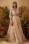 Buy_Shloka Khialani_Pink Net Embroidery Round Bridal Lehenga Set  _Online_at_Aza_Fashions
