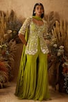 Buy_Shloka Khialani_Green Net Embroidered Kurta Set_at_Aza_Fashions