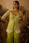 Shloka Khialani_Green Net Embroidered Kurta Set_Online_at_Aza_Fashions