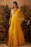 Buy_Shloka Khialani_Yellow Georgette Embroidery One Shoulder Gown  _at_Aza_Fashions