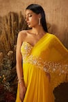 Shloka Khialani_Yellow Georgette Embroidery One Shoulder Gown  _Online_at_Aza_Fashions