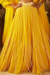 Buy_Shloka Khialani_Yellow Net, Crepe, Georgette Halter Embroidered Lehenga Set _Online_at_Aza_Fashions