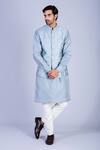 Buy_Sarab Khanijou_Grey Chanderi Silk, Suiting Kurta Set _Online_at_Aza_Fashions