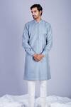 Buy_Sarab Khanijou_Grey Chanderi Silk, Suiting Kurta Set _at_Aza_Fashions