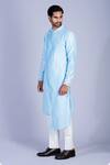 Buy_Sarab Khanijou_Blue Cotton Silk, Suiting Asymmetric Kurta Set _Online_at_Aza_Fashions