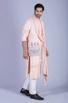 Sarab Khanijou_Peach Moss Crepe Draped Kurta Set _Online_at_Aza_Fashions