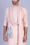 Shop_Sarab Khanijou_Peach Moss Crepe Draped Kurta Set _Online_at_Aza_Fashions