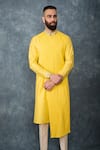 Buy_Sarab Khanijou_Yellow Cotton Silk Draped Kurta Set _at_Aza_Fashions