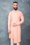 Buy_Sarab Khanijou_Peach Cotton Silk Draped Kurta Set _at_Aza_Fashions