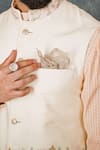 Sarab Khanijou_White Cotton Silk Embroidered Bundi And Draped Kurta Set _Online_at_Aza_Fashions