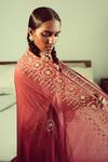 Shop_Sarang Kaur_Pink Chanderi Silk Hand Embroidery Geometric And Floral Motifs Dupatta _at_Aza_Fashions