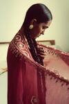 Sarang Kaur_Pink Chanderi Silk Hand Embroidery Geometric And Floral Motifs Dupatta _Online_at_Aza_Fashions