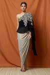 Buy_Namrata Joshipura_Black Georgette One Shoulder Draped Gown_at_Aza_Fashions