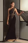 Buy_Namrata Joshipura_Black Georgette Embellished Saree Gown_at_Aza_Fashions
