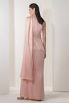 Shop_Namrata Joshipura_Pink Shimmer Pleated Trillium Pre-draped Saree Gown_at_Aza_Fashions