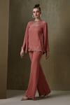 Buy_Namrata Joshipura_Pink Crepe Scallop Flora Top And Pant Set_Online_at_Aza_Fashions