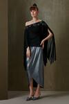 Buy_Namrata Joshipura_Black Jersey Wild Iris Tunic And Drape Skirt Set_at_Aza_Fashions