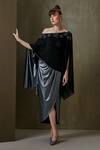 Namrata Joshipura_Black Jersey Wild Iris Tunic And Drape Skirt Set_Online_at_Aza_Fashions