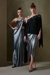 Shop_Namrata Joshipura_Black Jersey Wild Iris Tunic And Drape Skirt Set_Online_at_Aza_Fashions