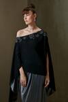 Namrata Joshipura_Black Jersey Wild Iris Tunic And Drape Skirt Set_at_Aza_Fashions