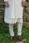 Sarab Khanijou_Off White Bhagalpuri And Cotton Thread Embroidery & Sherwani & Kurta Set_at_Aza_Fashions