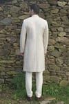 Shop_Sarab Khanijou_White Organza And Cotton Silk Thread Embroidery & Sequin Sherwani & Kurta Set _at_Aza_Fashions