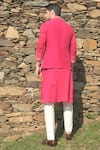 Shop_Sarab Khanijou_Pink Raw Silk Thread And Sequin Bundi & Kurta Set _at_Aza_Fashions