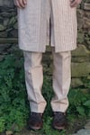 Sarab Khanijou_Pink Raw And Cotton Thread & Sherwani & Kurta Set _at_Aza_Fashions