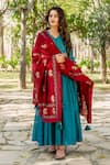 Missprint_Blue Chanderi Embroidered Sequin V Neck Anarkali With Dupatta _Online_at_Aza_Fashions