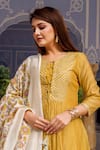 Buy_Missprint_Yellow Chanderi Printed Gota Round Embroidered Anarkali Set _Online_at_Aza_Fashions