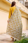 Shop_Missprint_Yellow Chanderi Thread Round Kurta Set _at_Aza_Fashions