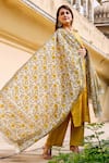 Missprint_Yellow Chanderi Thread Round Kurta Set _Online_at_Aza_Fashions