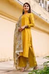 Buy_Missprint_Yellow Chanderi Thread Round Kurta Set _Online_at_Aza_Fashions