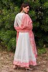 Shop_Missprint_White Cotton Floral V Neck Anarkali With Dupatta _at_Aza_Fashions