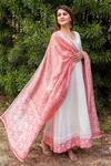Missprint_White Cotton Floral V Neck Anarkali With Dupatta _Online_at_Aza_Fashions