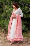 Shop_Missprint_White Cotton Floral V Neck Anarkali With Dupatta _Online_at_Aza_Fashions